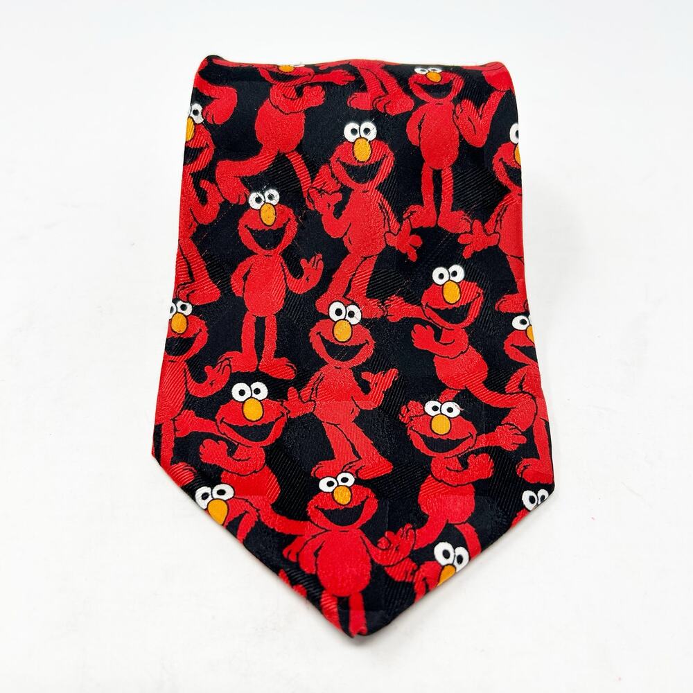 Sesame Street Mens Vintage Kidcore Formal Handmade Elmo‎ Novelty 100% Silk Tie